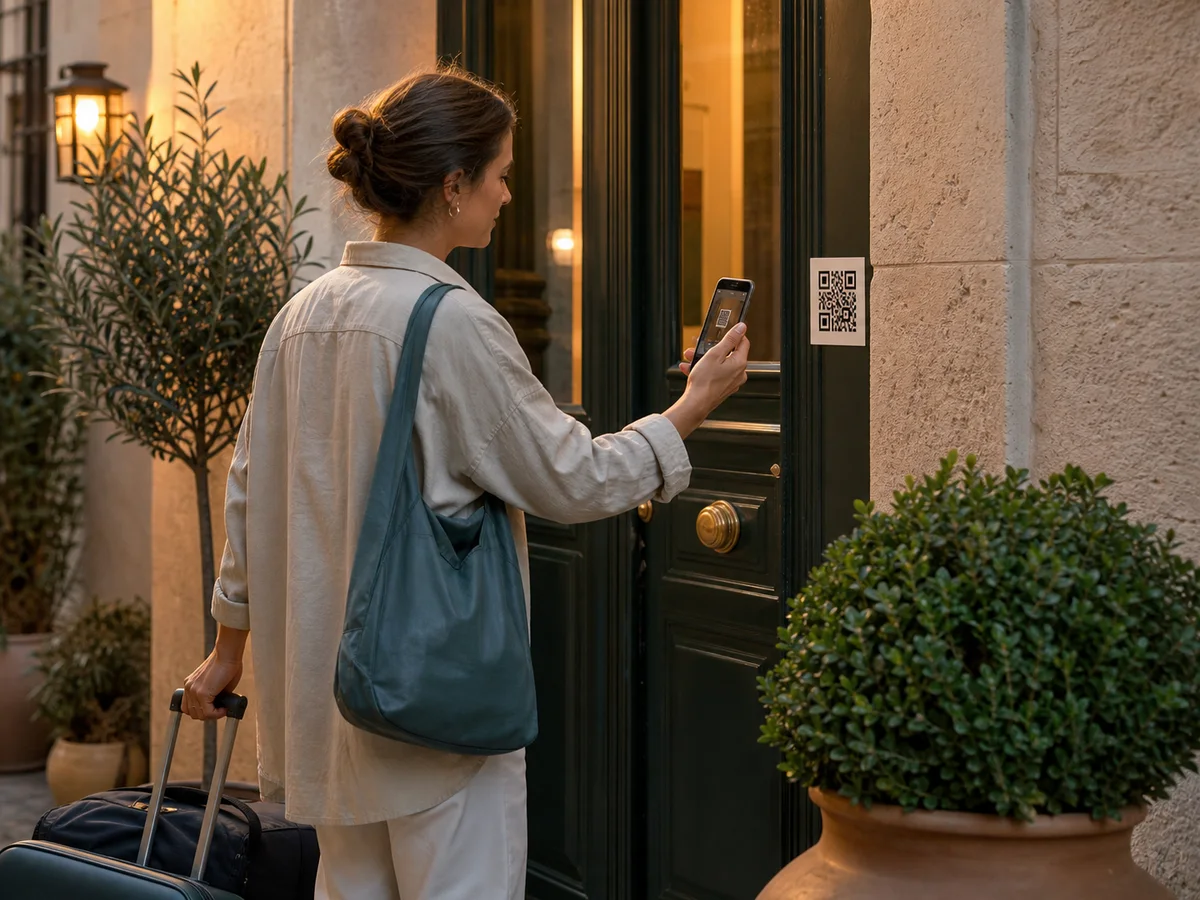 Guest scans a QR code at a temporary residential location